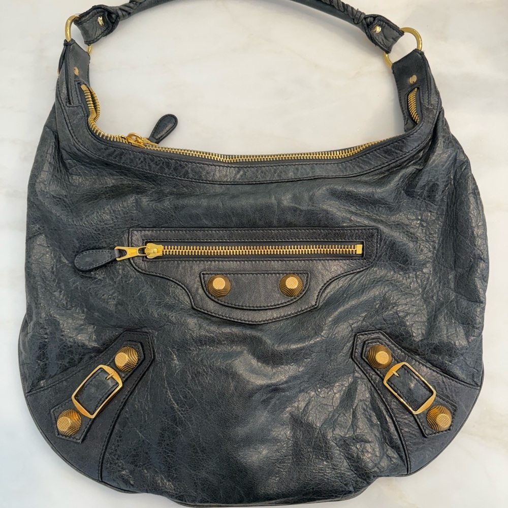Balenciaga Chevre Giant 21 Gold Hardware Hobo bag NAVY